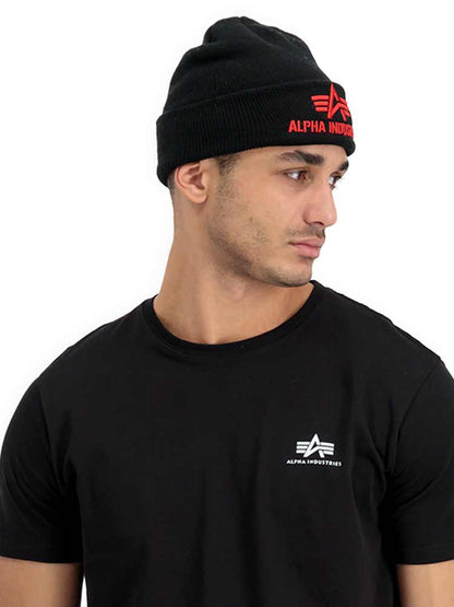 Alpha Industries 3D Beanie schwarz-rot