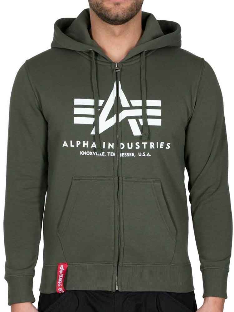 Alpha Industries Basic Zip Hoody - dark oliv