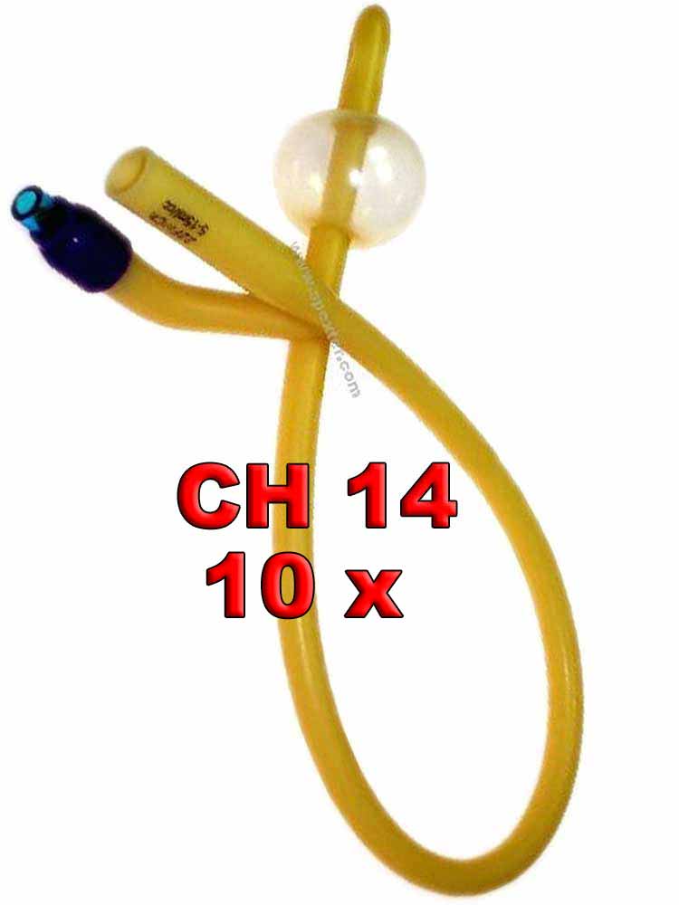Ballon-Dauer-Katheter aus Latex / Silikon 10er Pack - CH 14
