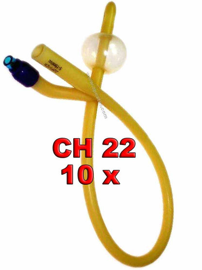 Ballon-Dauer-Katheter aus Latex / Silikon 10er Pack - CH 22