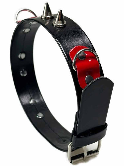 BITCHY Halsband 3 D-Ringe - schwarz-rot