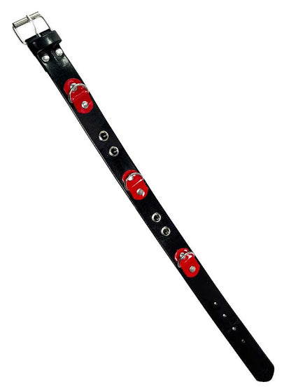 BITCHY Halsband 3 D-Ringe - schwarz-rot