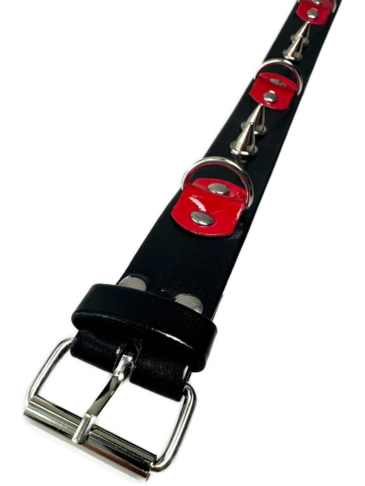 BITCHY Halsband 3 D-Ringe - schwarz-rot