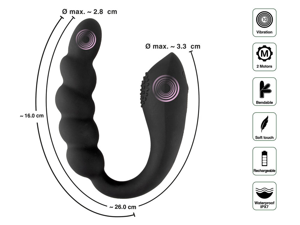 BLACK VELVET Bendable Dual Stimulator - UNISEX