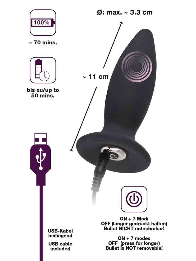 Black Velvets Vibrations Plug - small