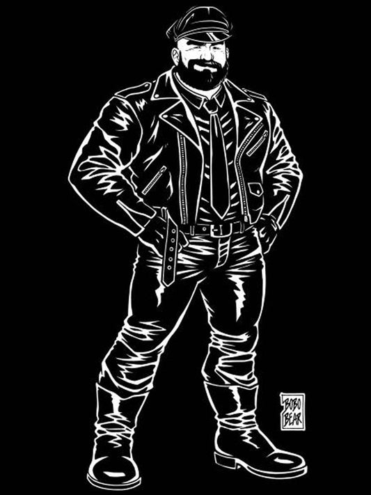 BOBO BEAR T-Shirt - JIM LIKES LEATHER BIKERS