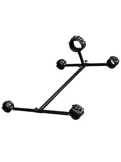 Bodenpranger Metall mit Lederfesseln - Hals-Hände-Beine