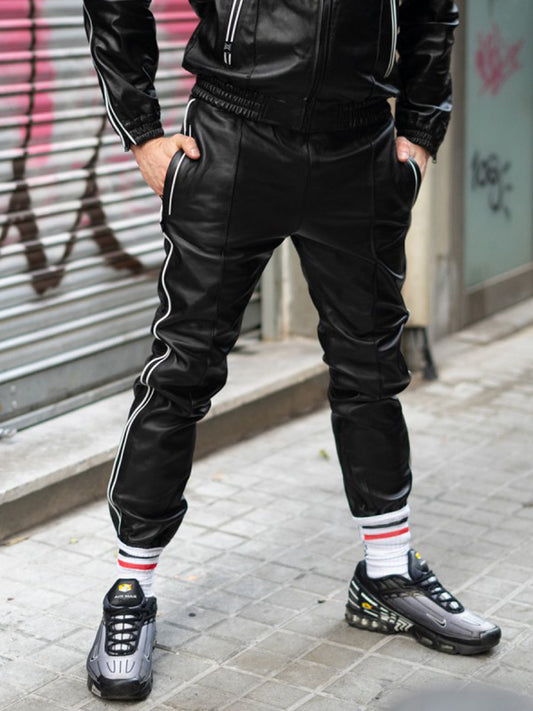 BOXER Leder Sports Pants BERLIN 10 schwarz-weiß