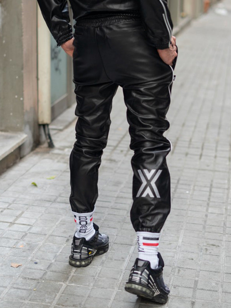 BOXER Leder Sports Pants BERLIN 10 schwarz-weiß