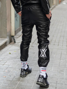 BOXER Leder Sports Pants BERLIN 10 schwarz-weiß