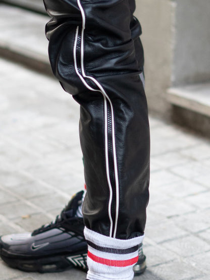 BOXER Leder Sports Pants BERLIN 10 schwarz-weiß