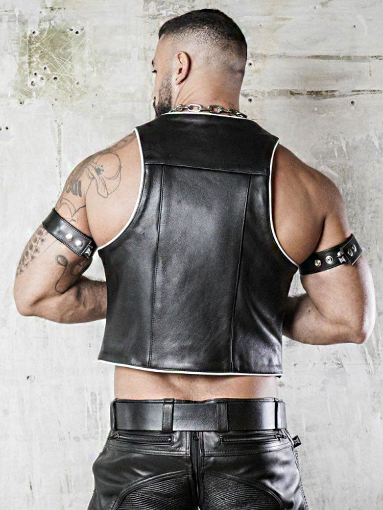 BOXER Lederweste Berlin10 BARMAN schwarz-weiß