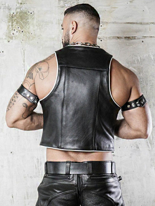 BOXER Lederweste Berlin10 BARMAN schwarz-weiß
