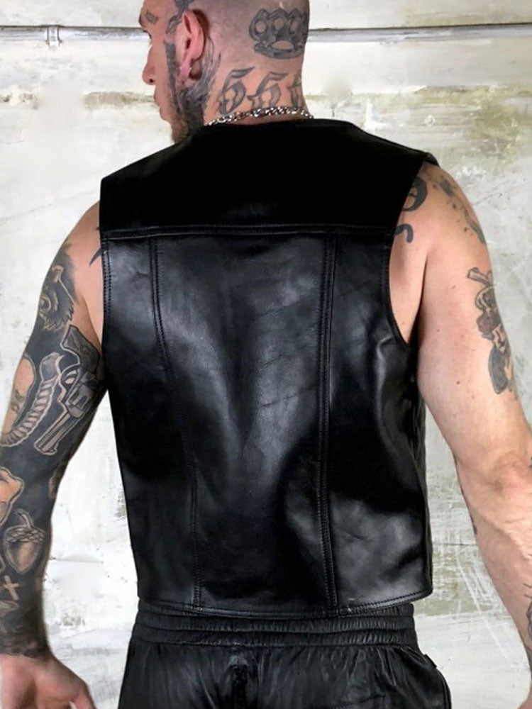 BOXER Lederweste Berlin10 BIKER gesteppt schwarz