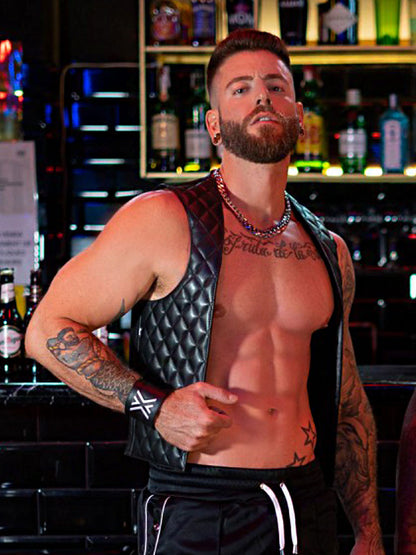 BOXER Lederweste Berlin10 BIKER gesteppt schwarz