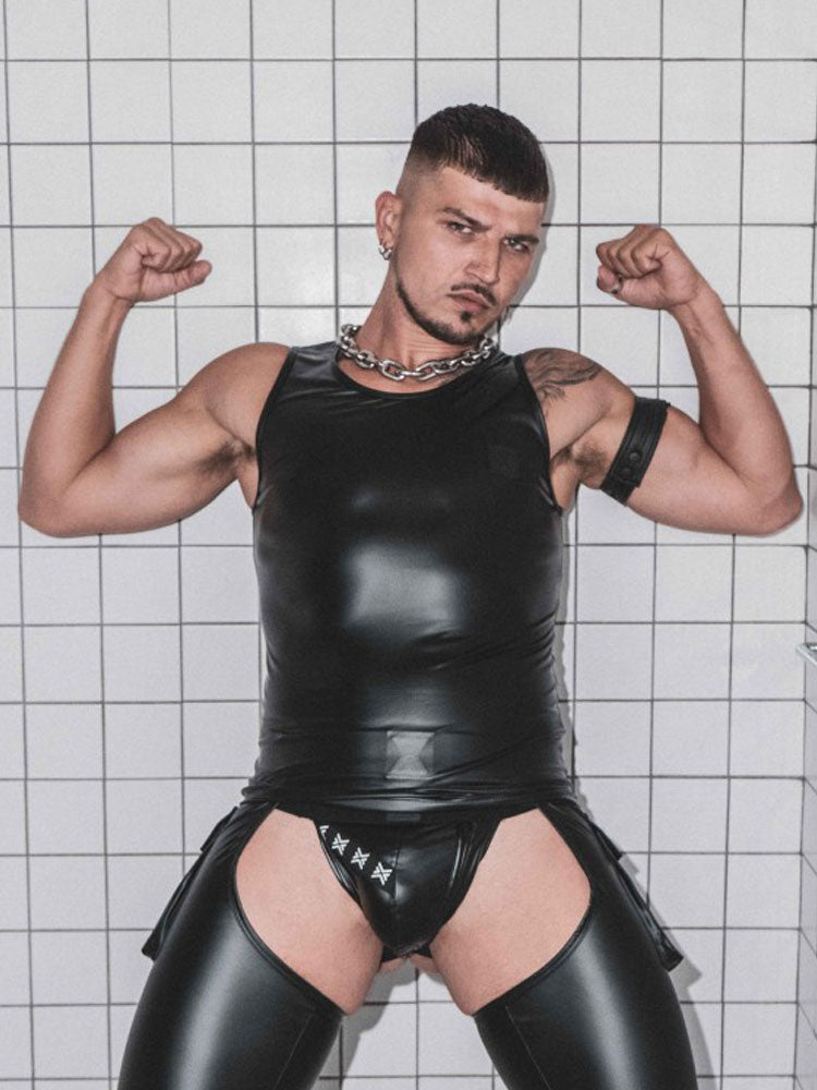 BOXER Sexy Vest Rubber Look schwarz