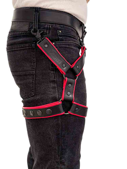 BRUTUS Leg Harness schwarz-rot