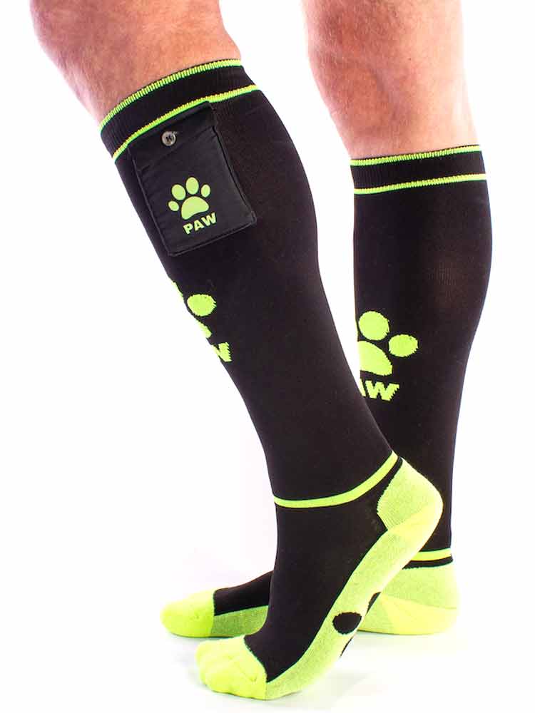 BRUTUS Party Socken mit Tasche schwarz-neongelb