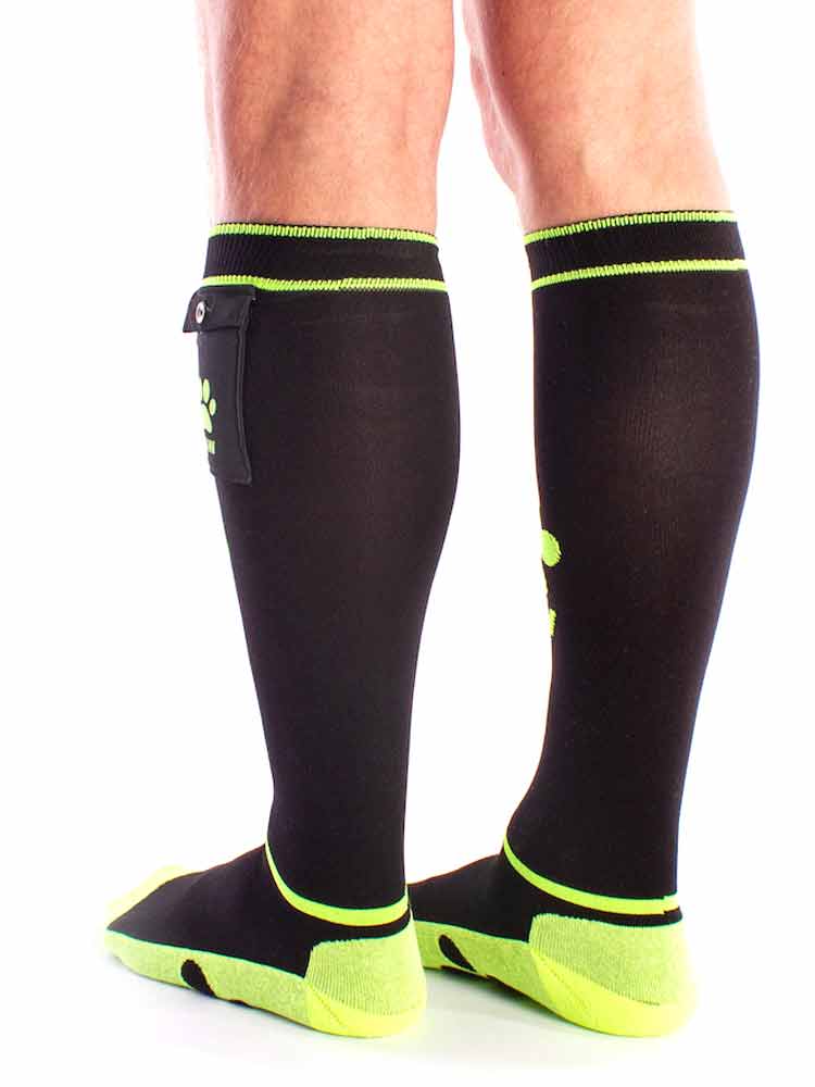BRUTUS Party Socken mit Tasche schwarz-neongelb