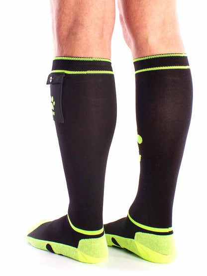 BRUTUS Party Socken mit Tasche schwarz-neongelb