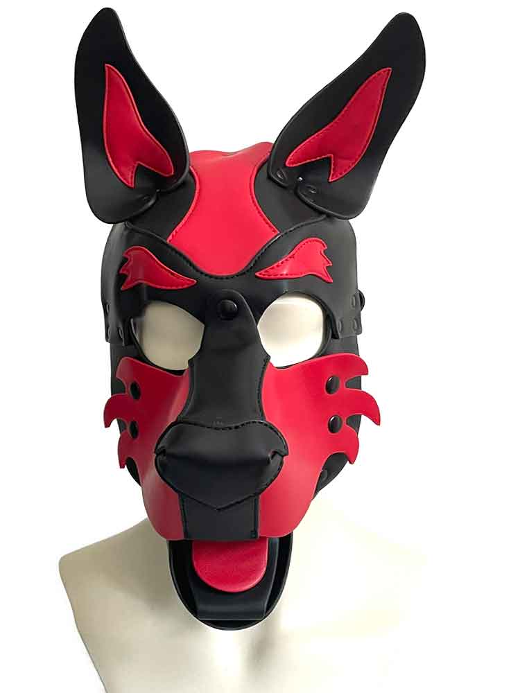 BRUTUS Pup Hood Veganleder rot-schwarz