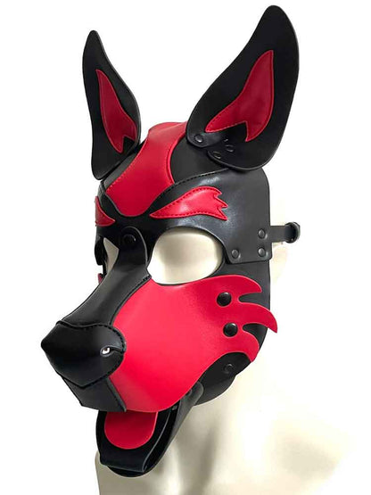BRUTUS Pup Hood Veganleder rot-schwarz