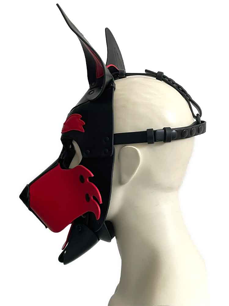 BRUTUS Pup Hood Veganleder rot-schwarz