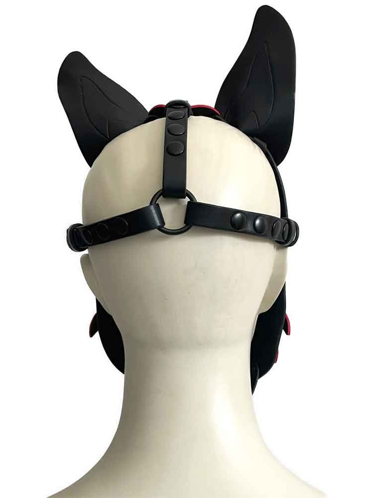 BRUTUS Pup Hood Veganleder rot-schwarz
