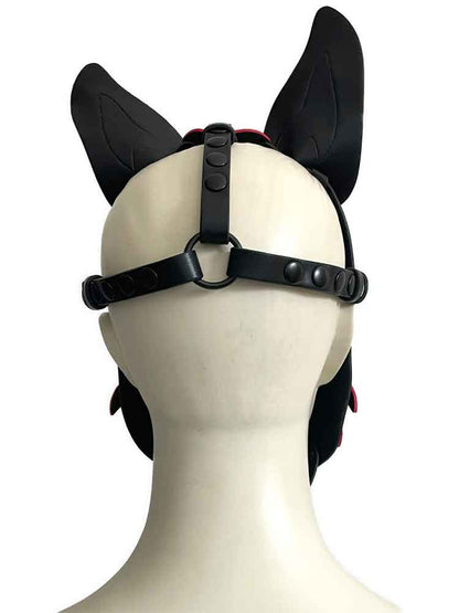 BRUTUS Pup Hood Veganleder rot-schwarz