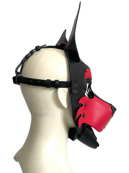 BRUTUS Pup Hood Veganleder rot-schwarz