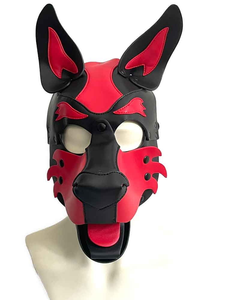 BRUTUS Pup Hood Veganleder rot-schwarz
