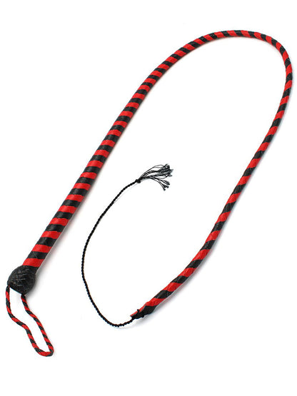 Peitsche Bullenpeitsche Singletail 140cm schwarz-rot