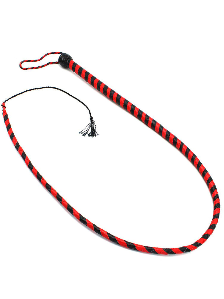 Peitsche Bullenpeitsche Singletail 140cm schwarz-rot