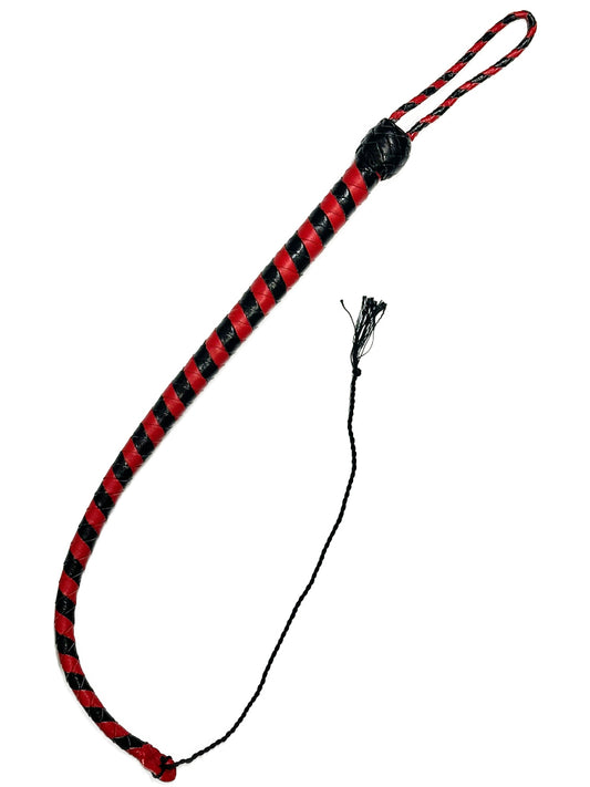 Peitsche Bullenpeitsche Singletail 60cm schwarz-rot