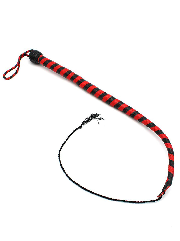 Peitsche Bullenpeitsche Singletail 60cm schwarz-rot