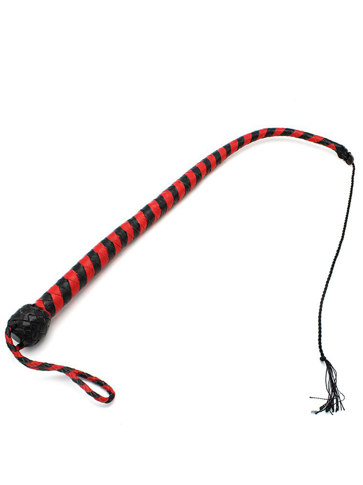 Peitsche Bullenpeitsche Singletail 60cm schwarz-rot