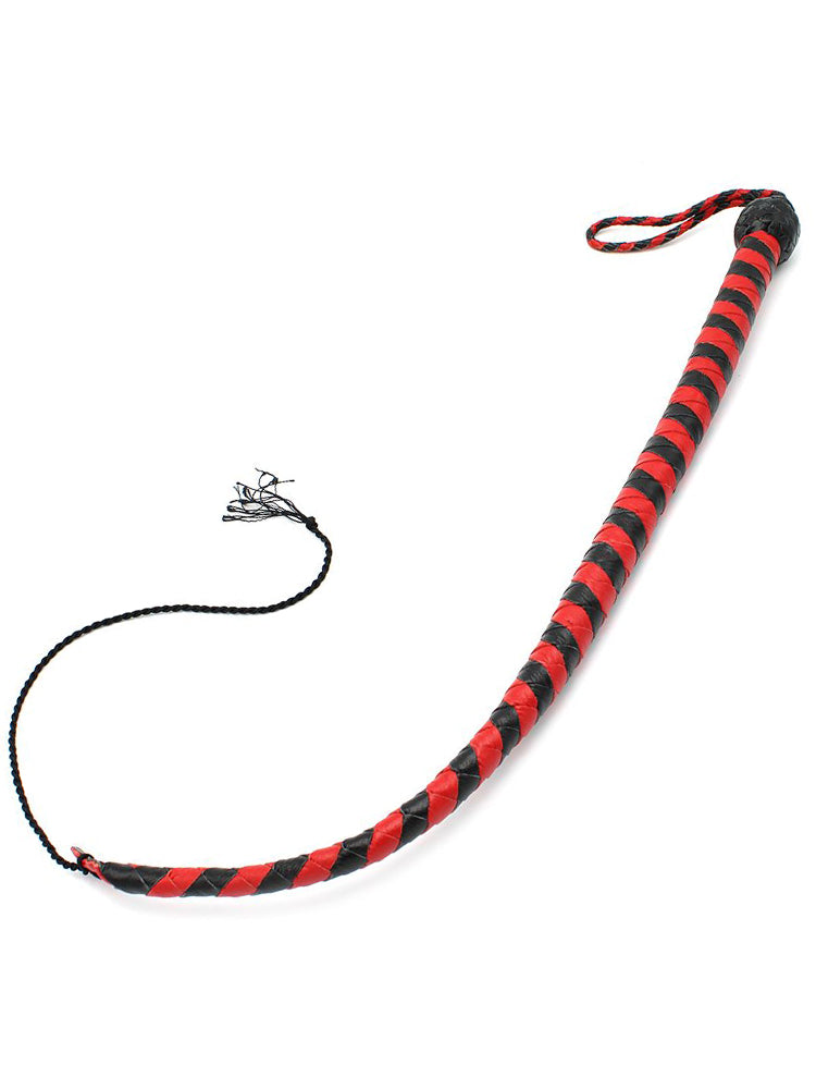 Peitsche Bullenpeitsche Singletail 60cm schwarz-rot