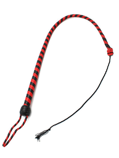 Peitsche Bullenpeitsche Singletail 90cm schwarz-rot