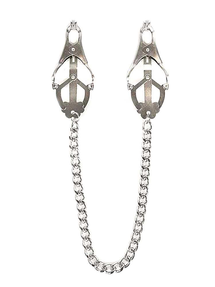 CLOVER CLAMPS Brustwarzenklemmen mit Kette SILBER