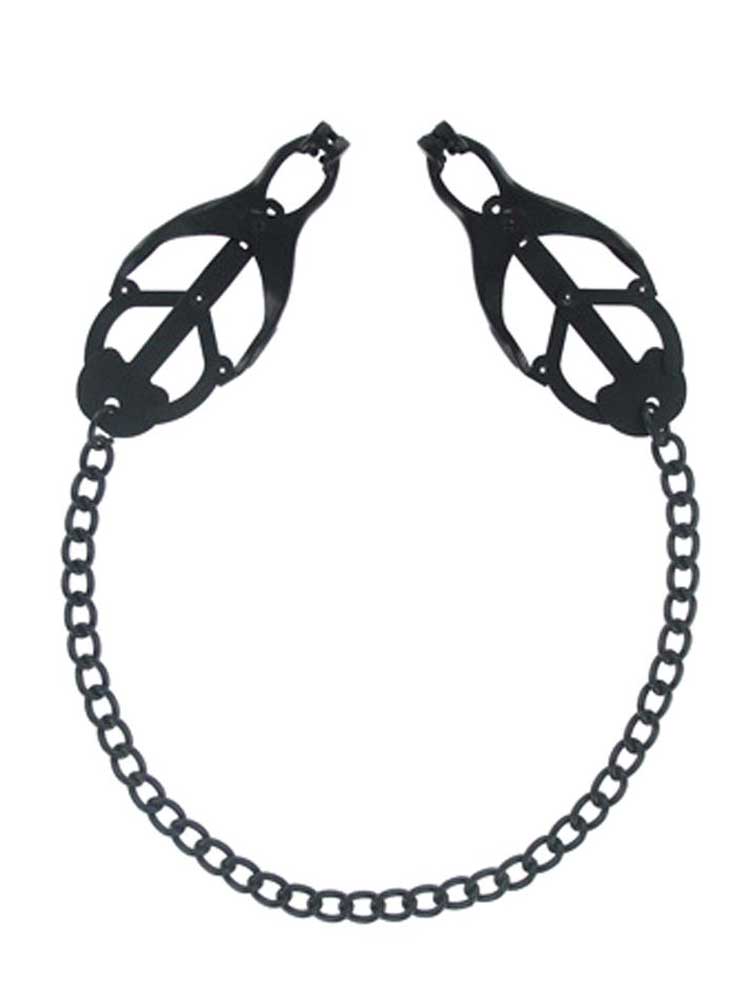 CLOVER CLAMPS Brustwarzenklemmen mit Kette SCHWARZ