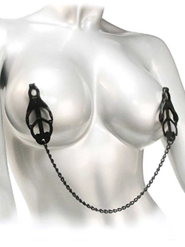 CLOVER CLAMPS Brustwarzenklemmen mit Kette SCHWARZ