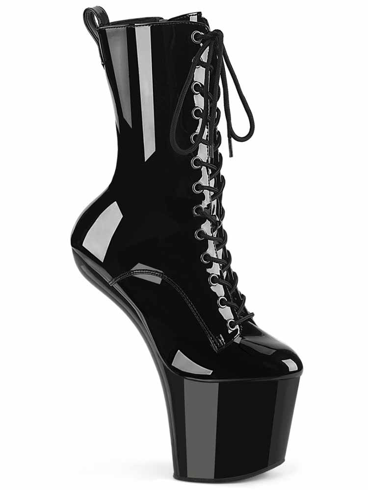 CRAZE Front Heel Lack-Stiefeletten schwarz