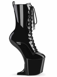 CRAZE Front Heel Lack-Stiefeletten schwarz