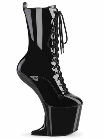 CRAZE Front Heel Lack-Stiefeletten schwarz