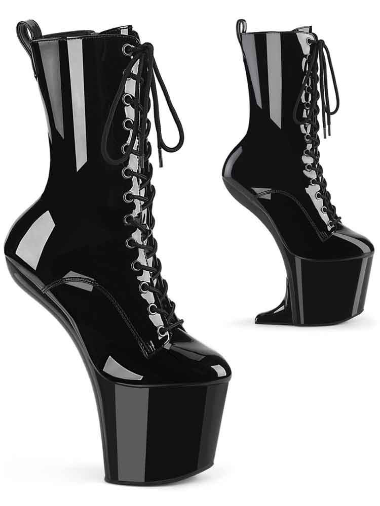 CRAZE Front Heel Lack-Stiefeletten schwarz
