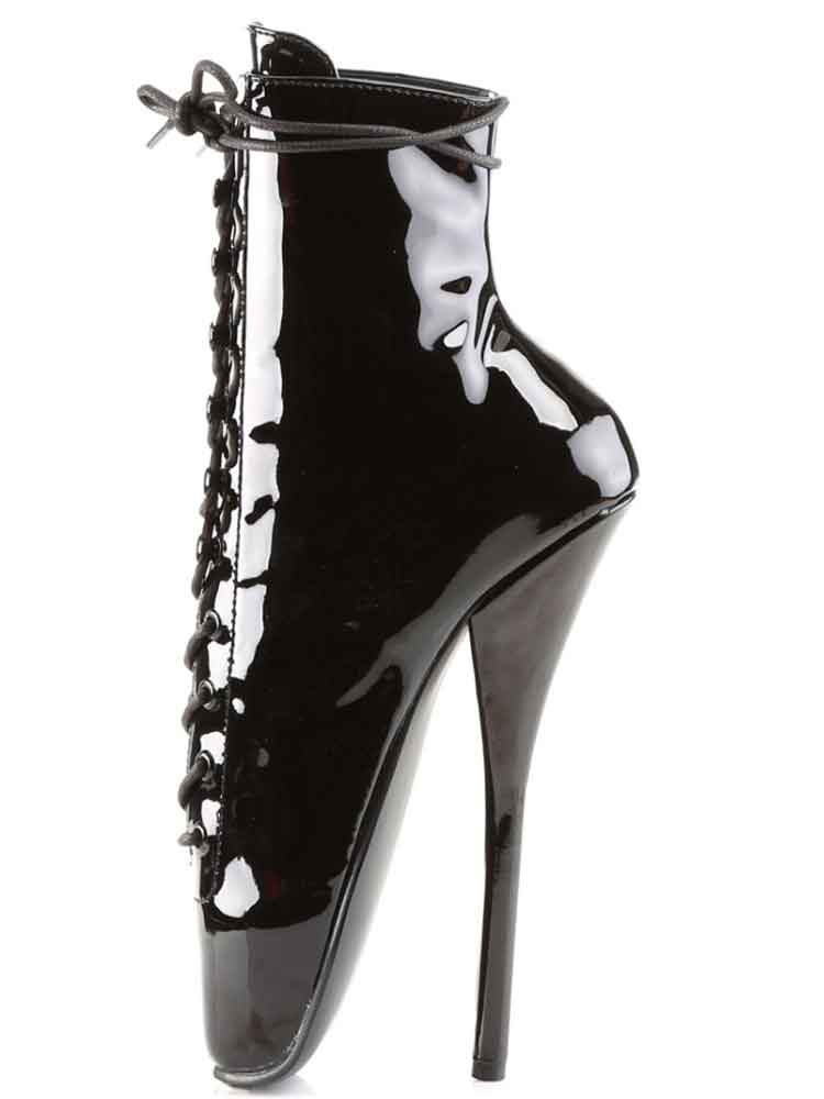 DEVIOUS Ballet Heel Lack-Stiefeletten schwarz