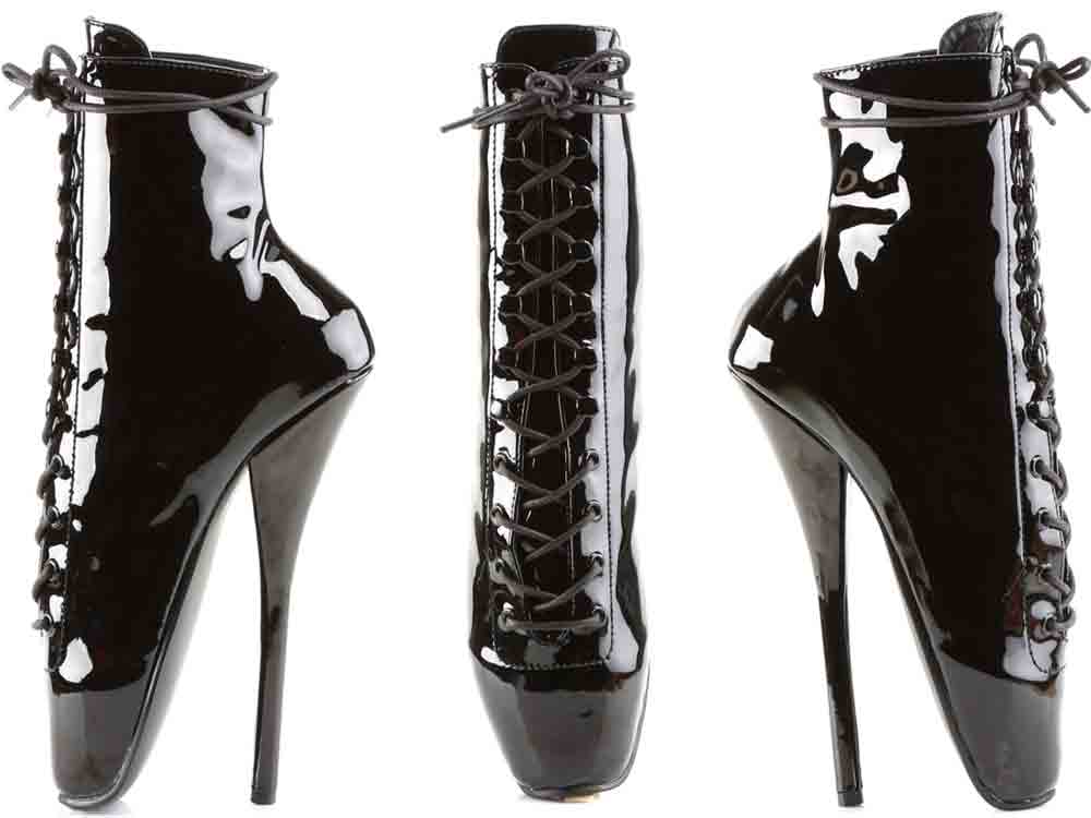 DEVIOUS Ballet Heel Lack-Stiefeletten schwarz
