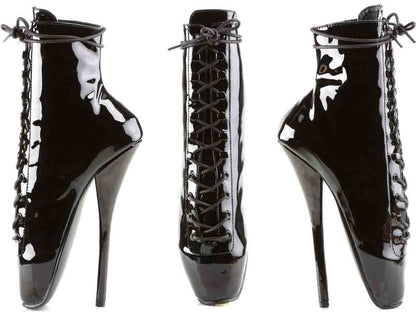 DEVIOUS Ballet Heel Lack-Stiefeletten schwarz
