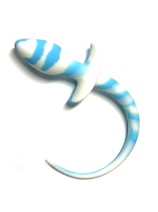 Dogtail Buttplug 7.5x3.1cm weiss-hellblau
