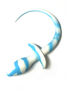 Dogtail Buttplug 7.5x3.1cm weiss-hellblau